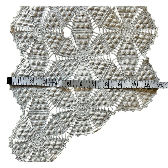 Crocheted Antimacassar Lot Of 3 White Popcorn Doilies Handmade MCM Granny Core - Picture 11 of 16